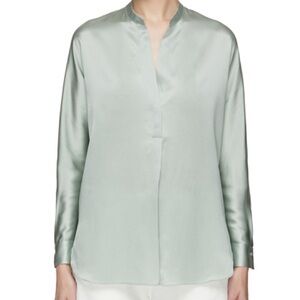NWT Vince 100% Silk Sage Green Blouse Top XL $325